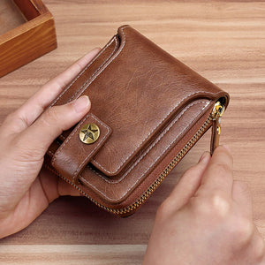 Vintage Men's Wallet Short Purse Hasp Zipper Clutch Solid