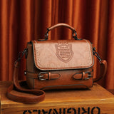 Vintage Small Square Shoulder Bag Women PU Leather Crossbody Bag