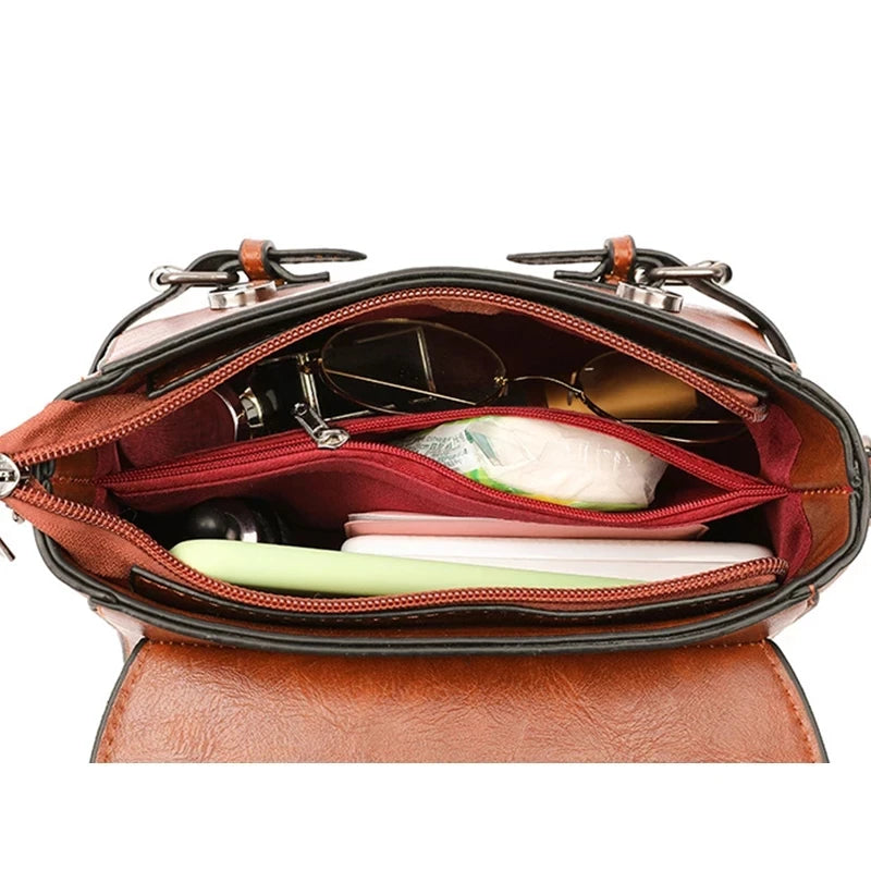 Vintage Small Square Shoulder Bag Women PU Leather Crossbody Bag