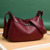 Vintage Soft Leather Shoulder Bag for Middle-aged Women