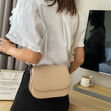 Vintage Solid Saddle Crossbody Bag PU Leather Women's Handbag