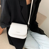 Vintage Solid Saddle Crossbody Bag PU Leather Women's Handbag