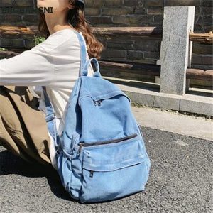 Vintage Style Jeans Backpacks Bags Large Size School Bags