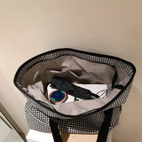 Vintage Houndstooth Tote Bag Women's Large Capacity Shoulder Bag