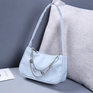 Vintage Women Butterfly Chain PU Leather Shoulder Bag