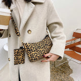 Leopard Print Crossbody Bag - Vintage Women's Shoulder Purse