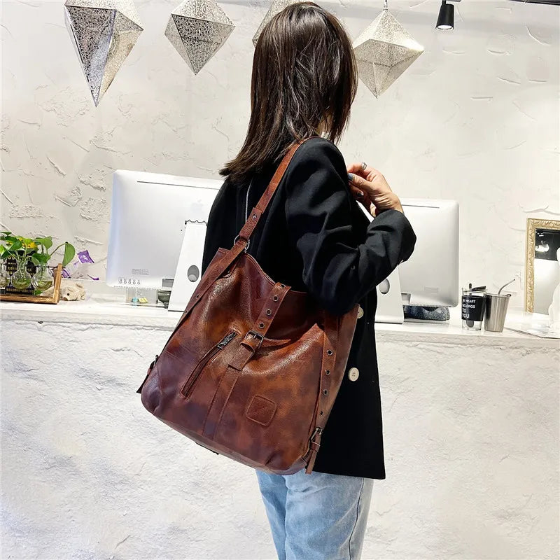Vintage Women Leather Handbag Crossbody Shoulder Bag Tote Retro Solid Messenger
