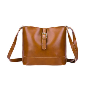 Vintage Women PU Leather Bucket Bag Shoulder Bag