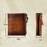 Vintage Cowhand Double Zipper Men's Purse Leather