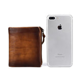 Vintage Cowhand Double Zipper Men's Purse Leather