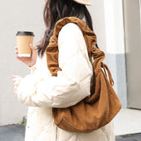 Vintage Canvas Shoulder Bag Corduroy Drawstring Messenger Bag