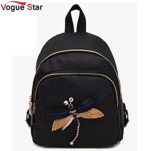 Dragonfly Lady Backpack 3D Diamond Shoulder Bag Retro Female Bag