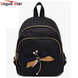 Dragonfly Lady Backpack 3D Diamond Shoulder Bag Retro Female Bag
