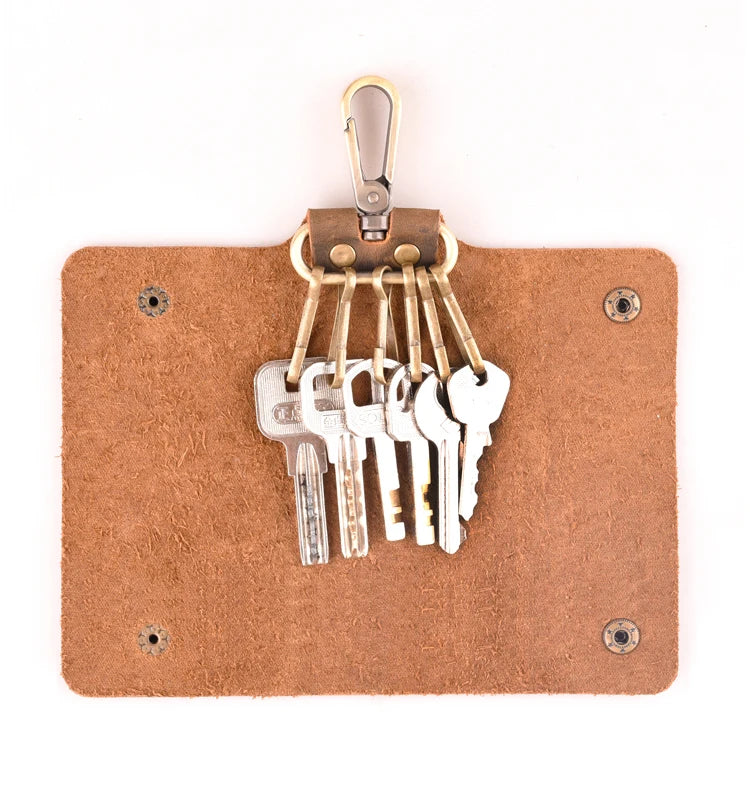 Leather Key Wallet Key Holder Case with 6 Key Ring