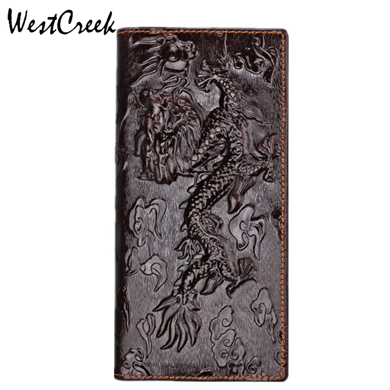 Chinese Dragon Pattern Leather Men's Wallets High Quality Purse