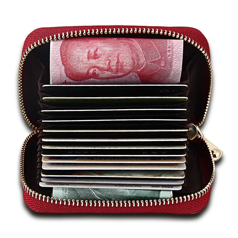 Unisex RFID Zipper Card Holder Large Capacity Organ ID