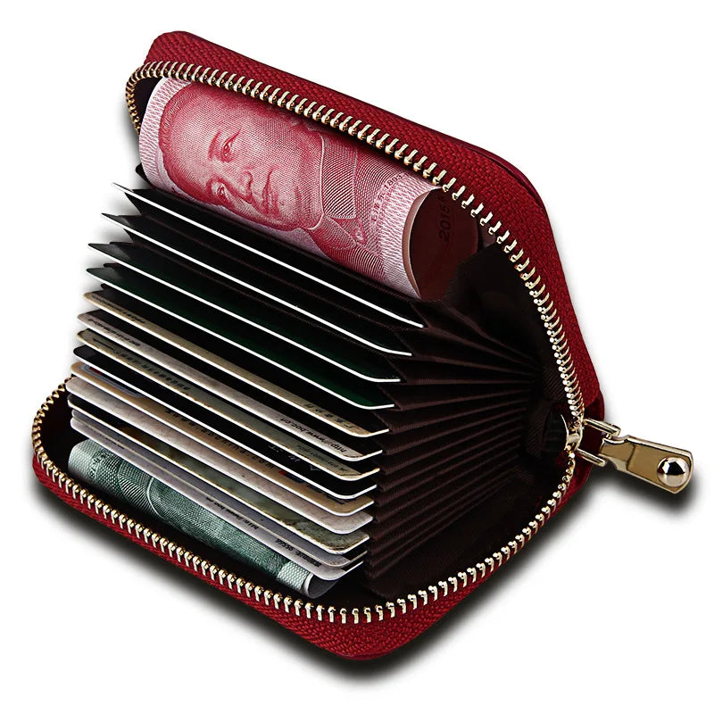 Unisex RFID Zipper Card Holder Large Capacity Organ ID