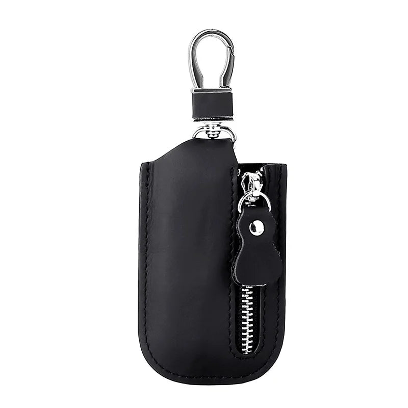 Oval Cowhide Car Key Organizer with Hardware Hook