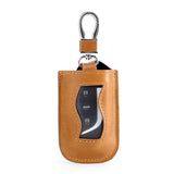 Oval Cowhide Car Key Organizer with Hardware Hook