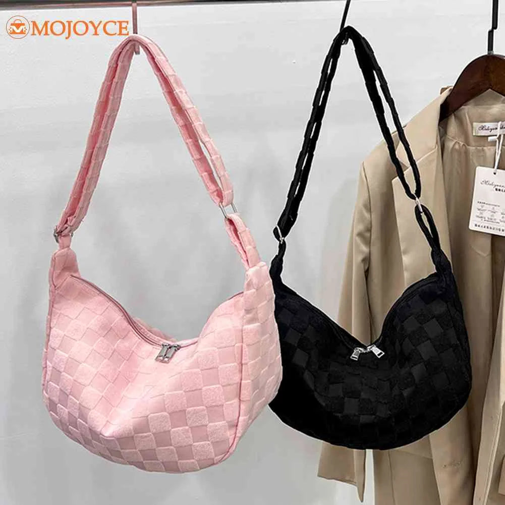 Waffle Plaid Handbag Women's Hobo Bags Casual Messenger Crossbody Bags