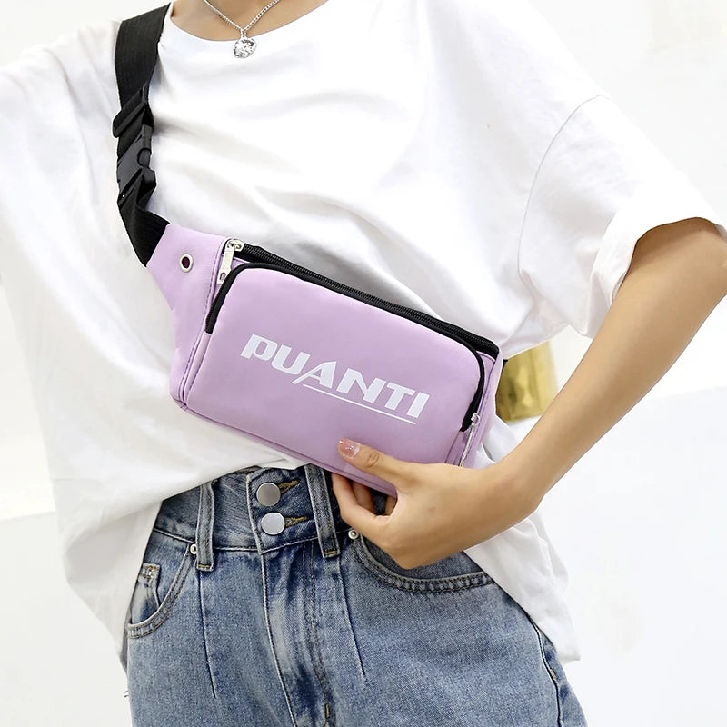 Pink Waist Bag Chest Handbag Fanny Pack Unisex Sling Pocket Waist Pack