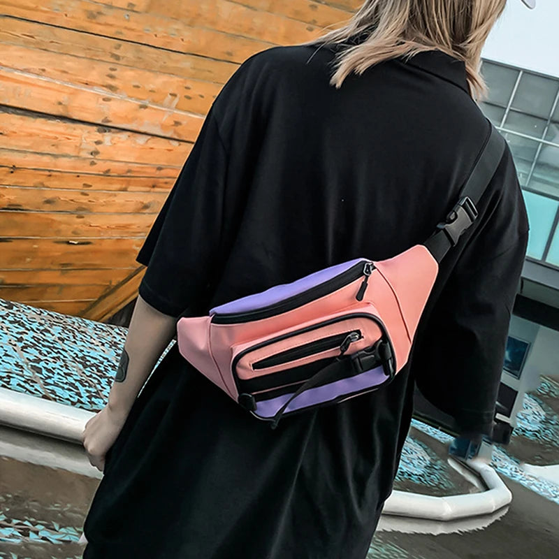 Canvas Waist Bag Women's Fanny Pack Zipper Hip Hop
