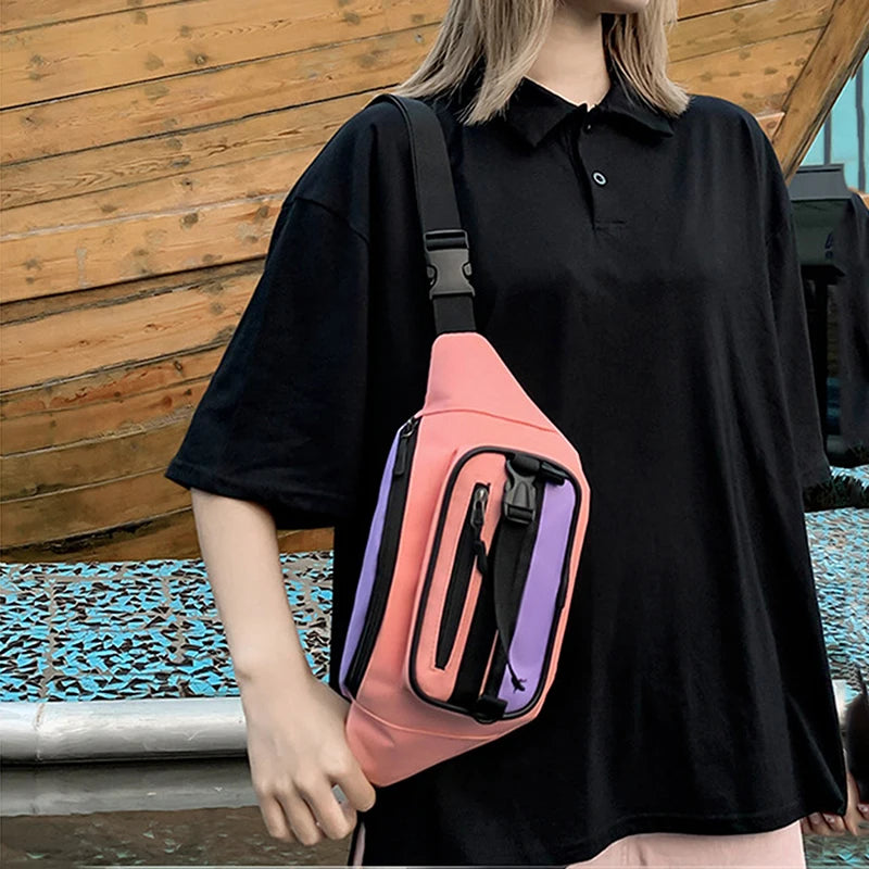 Canvas Waist Bag Women's Fanny Pack Zipper Hip Hop