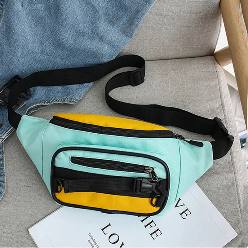 Canvas Waist Bag Women's Fanny Pack Zipper Hip Hop