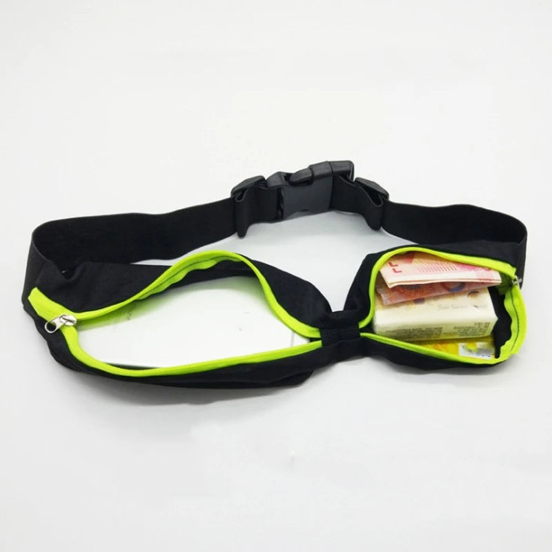 Waterproof Double Pocket Waist Hip Bag Adjustable Belt Bag