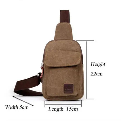 Men's Waist Pack Chest Sling Bag Travel Hiking Cross Body Messenger Solid Canvas