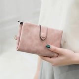 Matte Leather Wallet Short Cartera Mujer