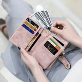 Matte Leather Wallet Short Cartera Mujer