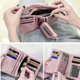 Matte Leather Wallet Short Cartera Mujer