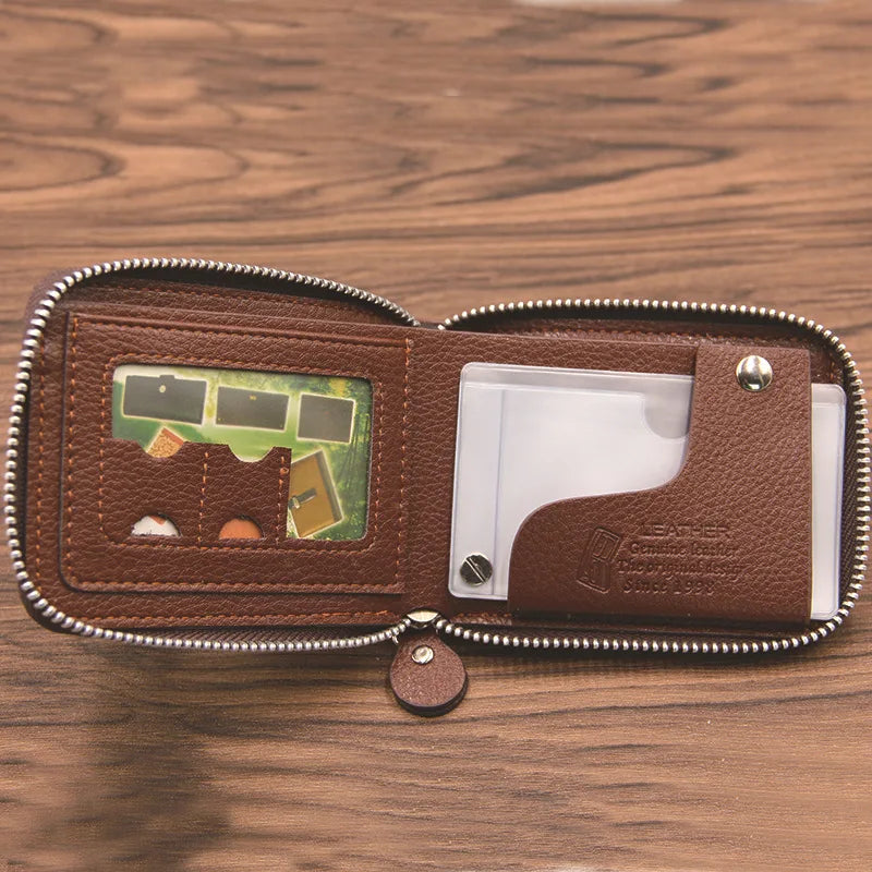 Men's Short Wallet Coin Bag with Zipper