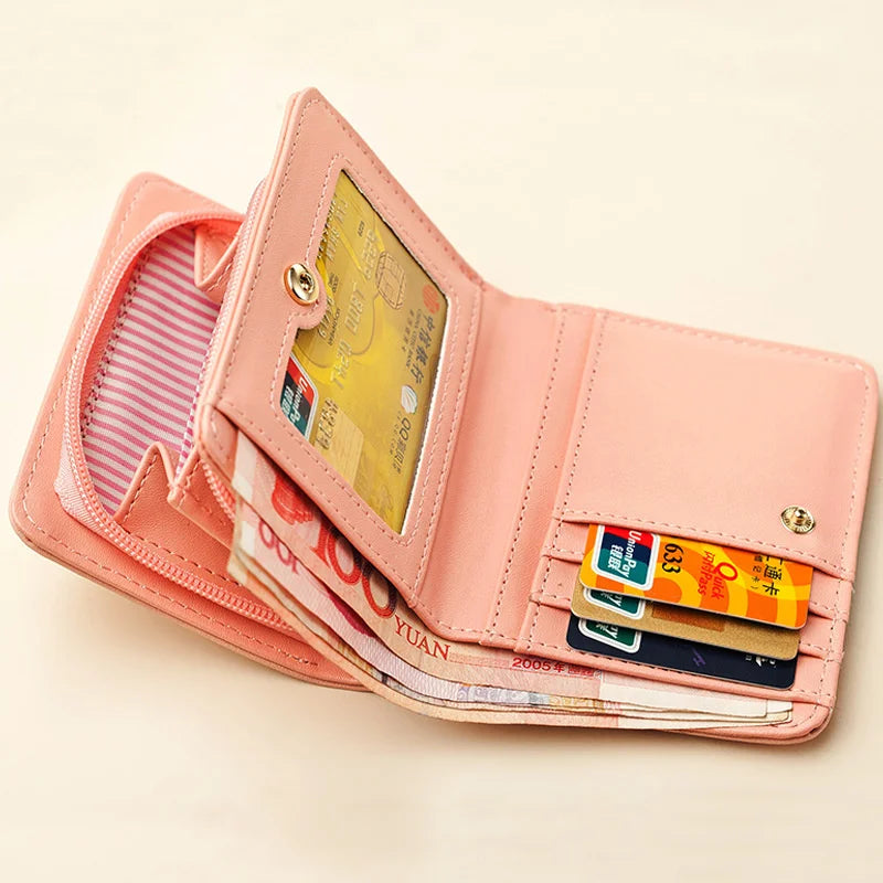 Cat Print Short Zipper Women's Wallet