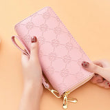 Bright Leather Double Zipper Hand Bag Large Capacity Mobile Phone Bag