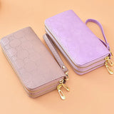Bright Leather Double Zipper Hand Bag Large Capacity Mobile Phone Bag