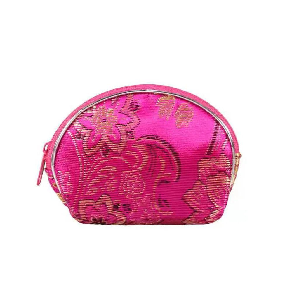 Brocade Fan-Shaped Small Zipper Wallets