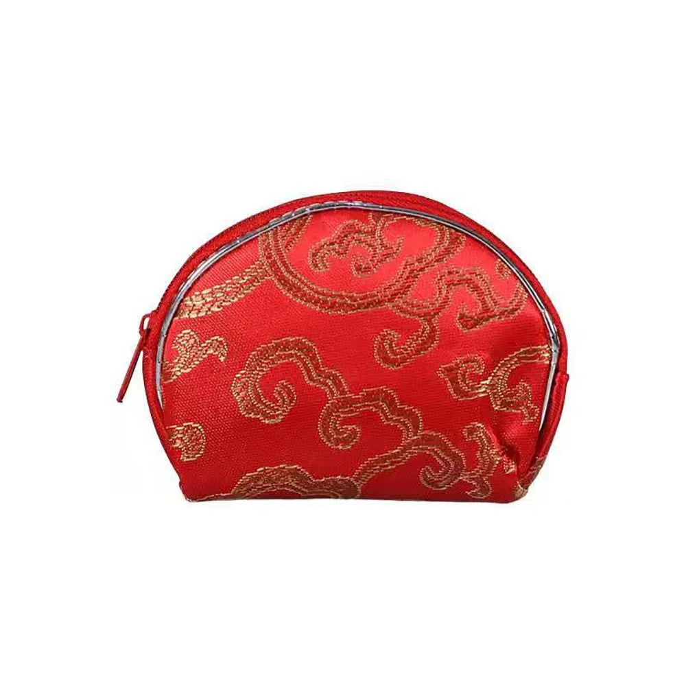 Brocade Fan-Shaped Small Zipper Wallets