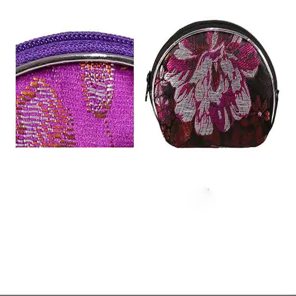 Brocade Fan-Shaped Small Zipper Wallets