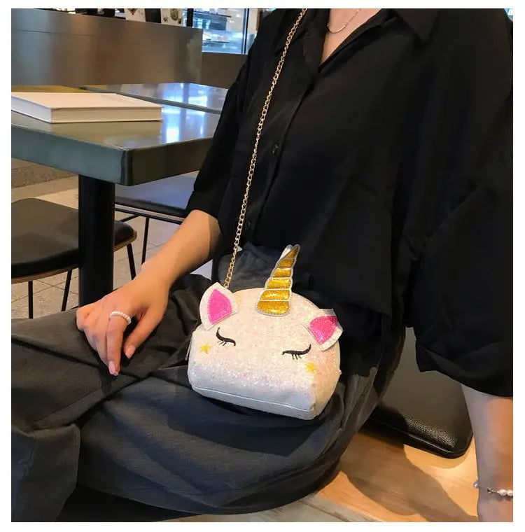 Cartoon Unicorn Sequined Shoulder Bag Purse