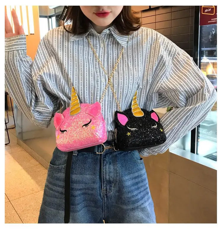 Cartoon Unicorn Sequined Shoulder Bag Purse