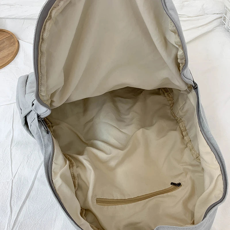 Canvas Schoolgirl Backpack Zipper College Student Backpack