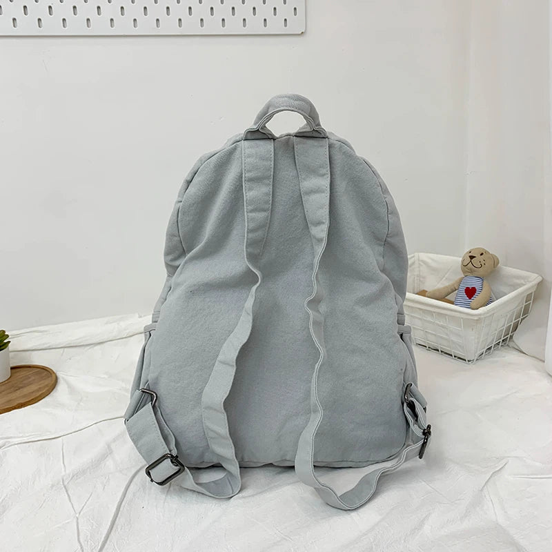 Canvas Schoolgirl Backpack Zipper College Student Backpack