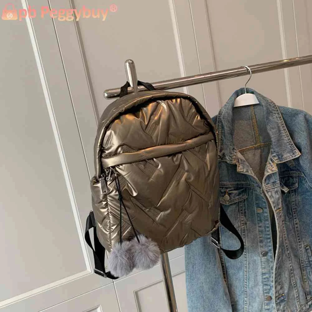 Waterproof Down Cotton School Bags Solid Women Student School Bags