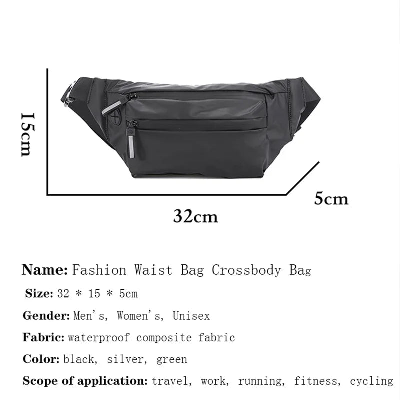 Waterproof Waist Bag Fanny Pack Outdoor Crossbody Bag Unisex Belt Bags