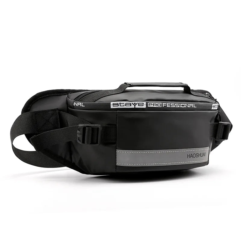 Waterproof Nylon Men Waist Bag Unisex Fanny Pack Reflective Banana Belt Bags