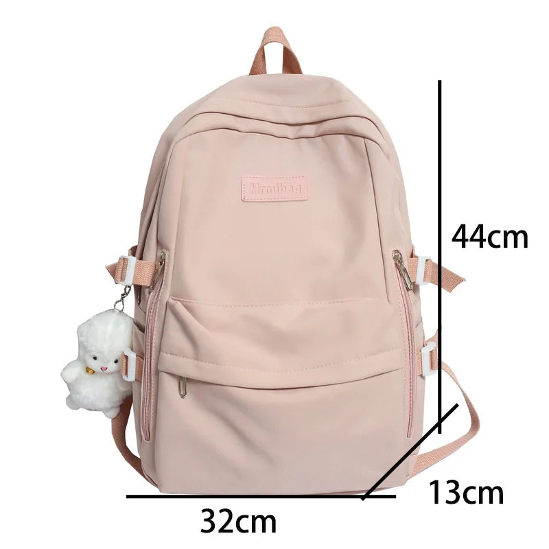 Waterproof Nylon Women Backpack Multi-Pocket Student Rucksack