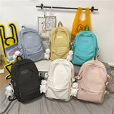 Waterproof Nylon Women Backpack Multi-Pocket Student Rucksack
