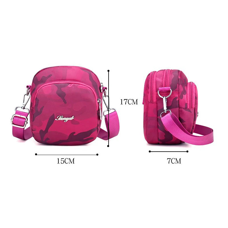 Waterproof Nylon Women Shoulder Bags Camouflage Lady Mini Handbag Zipper Flap